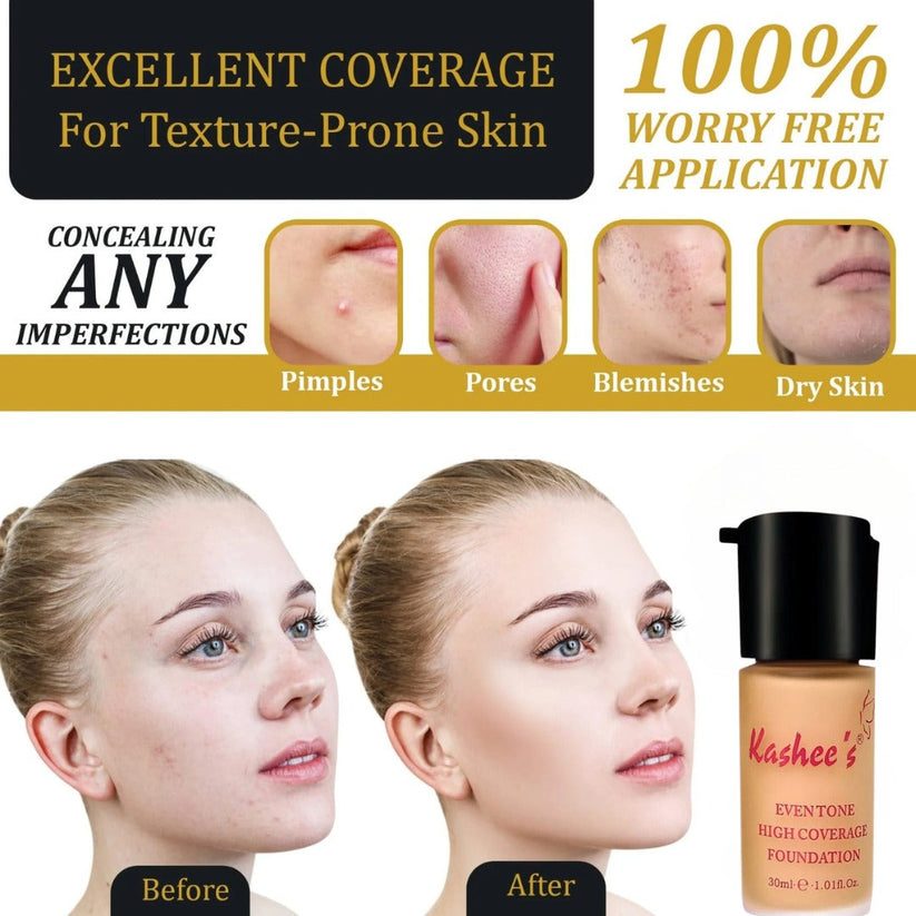 Kashee’s Flawless Trio – High-Coverage Foundation, Concealer & Pro Brush