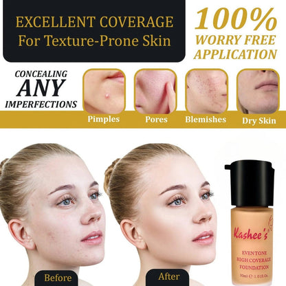 Kashee’s Flawless Trio – High-Coverage Foundation, Concealer & Pro Brush
